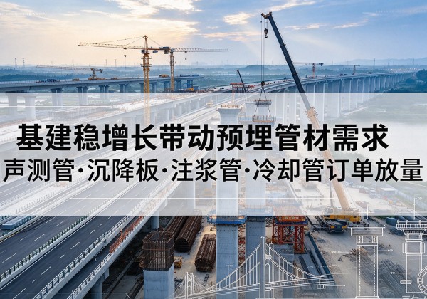 中沙群岛基建稳增长带动预埋监测管材需求，声测管、沉降板、注浆管订单持续放量